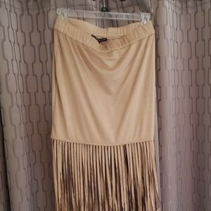 Suede fringe skirt